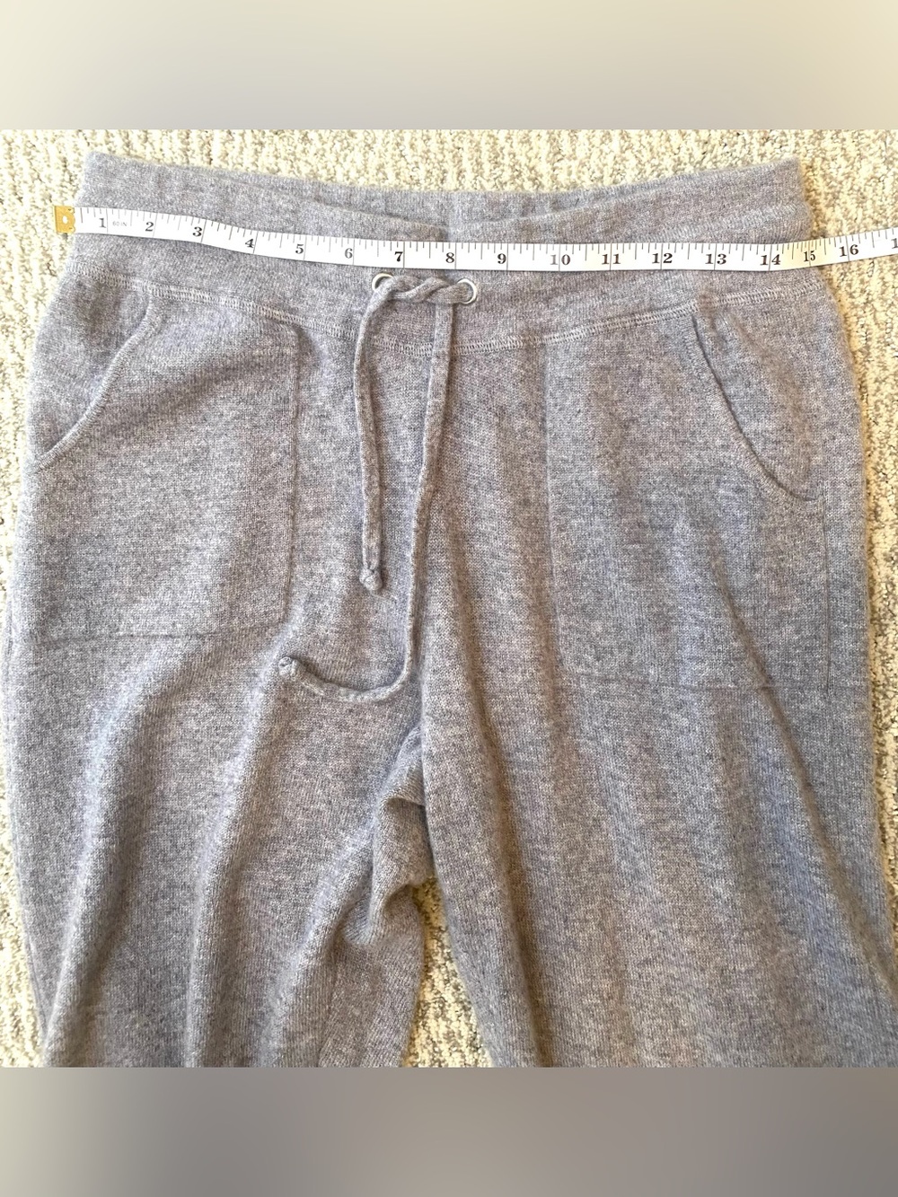 C by Bloomingdale's 100% Cashmere Jogger Pants Gray NWT Small Luxury Lounge - Picture 6 of 7